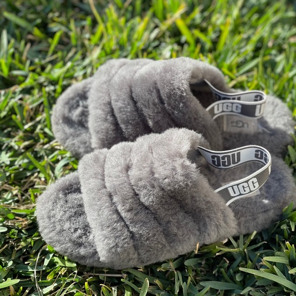 - UGG🔴Fluff yeah grey slippers 9 - Picture 3 of 13